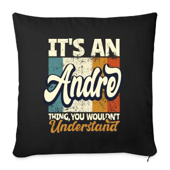 Nom André Cadeau Prénom Personnalisé - Housse de coussin décorative 45 x 45 cm - noir - Devant