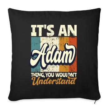 Nom Adam Cadeau Prénom Personnalisé - Housse de coussin décorative 45 x 45 cm - noir - Devant