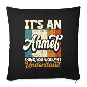 Nom Ahmet Cadeau Prénom Personnalisé - Housse de coussin décorative 45 x 45 cm - noir - Devant