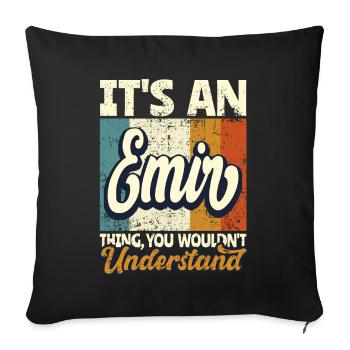 Nom Emir Cadeau Prénom Personnalisé - Housse de coussin décorative 45 x 45 cm - noir - Devant