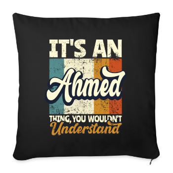 Nom Ahmed Cadeau Prénom Personnalisé - Housse de coussin décorative 45 x 45 cm - noir - Devant
