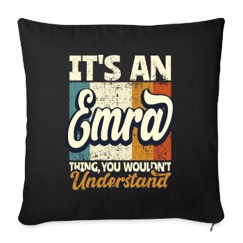 Nom Emra Cadeau Prénom Personnalisé - Housse de coussin décorative 45 x 45 cm - noir - Devant