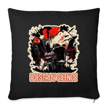 Schlagzeug Musiker Schlagzeuger Sprüche Geschenk - Sofakissenbezug 45 x 45 cm - Schwarz - Vorne