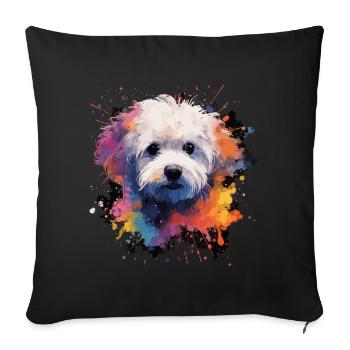 Bichon Frise Dog Cadeau Dire - Housse de coussin décorative 45 x 45 cm - noir - Devant