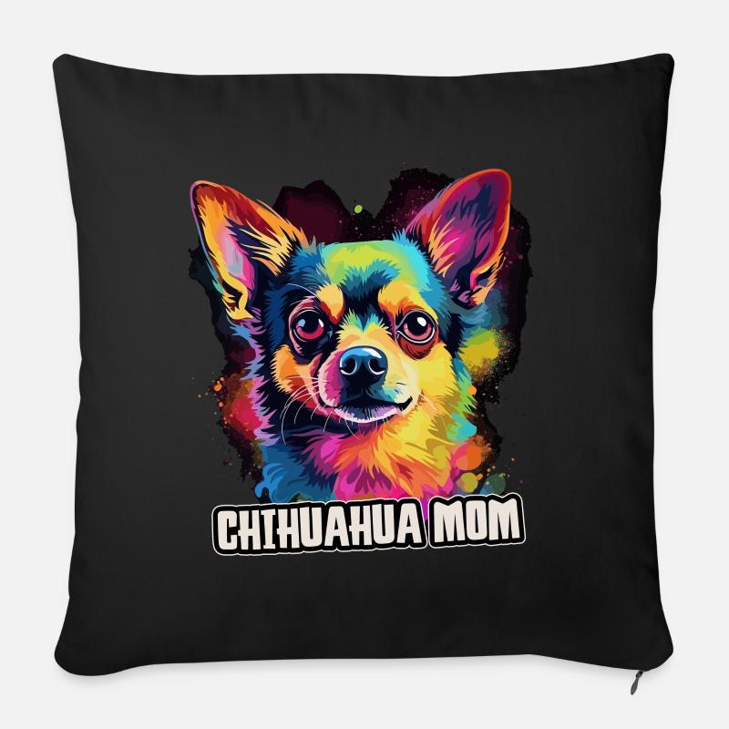 Chihuahua Dog Cadeau Dire - Housse de coussin décorative 45 x 45 cm - noir
