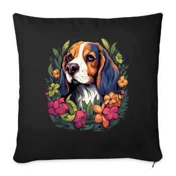 Cadeau de chien Beagle - Housse de coussin décorative 45 x 45 cm - noir - Devant