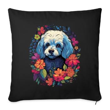 Bichon Frise Chien Cadeau - Housse de coussin décorative 45 x 45 cm - noir - Devant