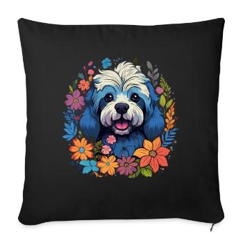 Cadeau de chien havanais - Housse de coussin décorative 45 x 45 cm - noir - Devant