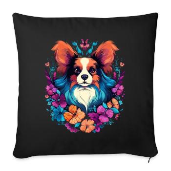 Papillon Chien Cadeau - Housse de coussin décorative 45 x 45 cm - noir - Devant