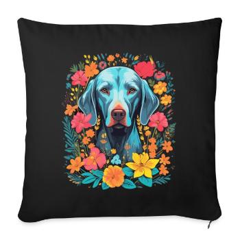 Cadeau de chien Weimaraner - Housse de coussin décorative 45 x 45 cm - noir - Devant