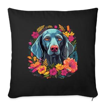 Cadeau de chien Weimaraner - Housse de coussin décorative 45 x 45 cm - noir - Devant