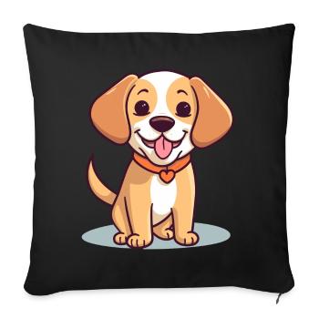 Conception de chien mignon pour les propriétaires de chiens - Housse de coussin décorative 45 x 45 cm - noir - Devant