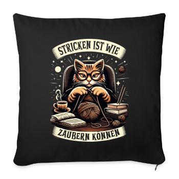 Stricken Strickerin Geschenk Wolle Geburtstag - Sofakissenbezug 45 x 45 cm - Schwarz - Vorne