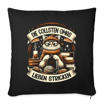 Stricken Strickerin Geschenk Oma Geburtstag - Sofakissenbezug 45 x 45 cm - Schwarz - Vorne