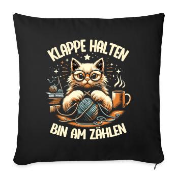 Stricken Strickerin Geschenk Wolle Geburtstag - Sofakissenbezug 45 x 45 cm - Schwarz - Vorne