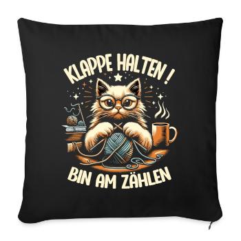Stricken Strickerin Geschenk Wolle Geburtstag - Sofakissenbezug 45 x 45 cm - Schwarz - Vorne
