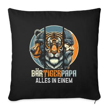 Bärtigerpapa Bär Tiger Mann Geschenk Bart Sprüche - Sofakissenbezug 45 x 45 cm - Schwarz - Vorne