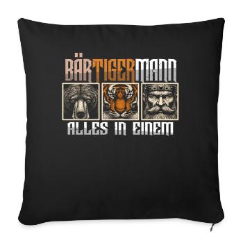 Bärtigermann Bär Tiger Mann Geschenk Bart Sprüche - Sofakissenbezug 45 x 45 cm - Schwarz - Vorne