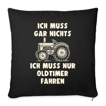 Traktor Oldtimer Landwirtschaft Geschenk Bauer - Sofakissenbezug 45 x 45 cm - Schwarz - Vorne