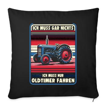 Traktor Oldtimer Landwirtschaft Geschenk Bauer - Sofakissenbezug 45 x 45 cm - Schwarz - Vorne