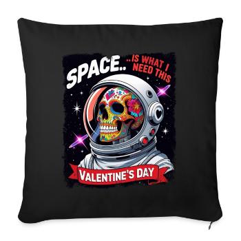 L’espace est ce dont j’ai besoin ce crâne de la Saint-Valentin - Housse de coussin décorative 45 x 45 cm - noir - Devant