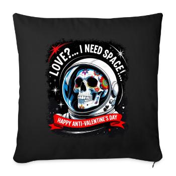 Love?.. Anti Valentines Day Astronaut Sugar Skull. - Sofa pillowcase 17,3'' x 17,3'' (45 x 45 cm) - black - Front