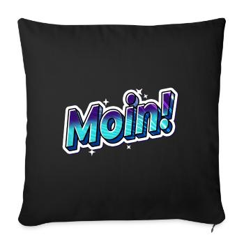 Moin! Sticker Blau - Sofakissenbezug 45 x 45 cm - Schwarz - Vorne