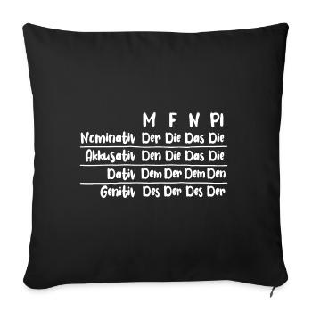 Der, die, das, bestimmter Artikel, Deklination - Sofakissenbezug 45 x 45 cm - Schwarz - Vorne