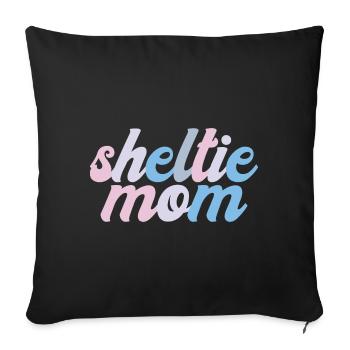 Sheltie Shetland Sheepdog Dog Shepherd Mama - Sofa pillowcase 17,3'' x 17,3'' (45 x 45 cm) - black - Front