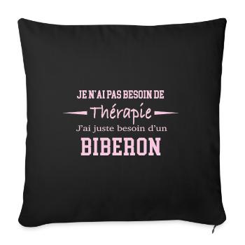 Cadeau naissance enfant thérapie biberon - Housse de coussin décorative 45 x 45 cm - noir - Devant
