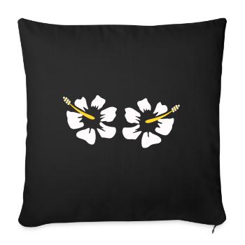 Flower White White Flower Hibiscus Blossom Festival - Sofa pillowcase 17,3'' x 17,3'' (45 x 45 cm) - black - Front
