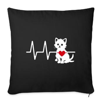 Cute cat graphic with heart line and heart - Sofa pillowcase 17,3'' x 17,3'' (45 x 45 cm) - black - Front