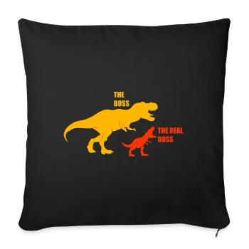 Dinosaures T-Rex de papa fils - Housse de coussin décorative 45 x 45 cm - noir - Devant