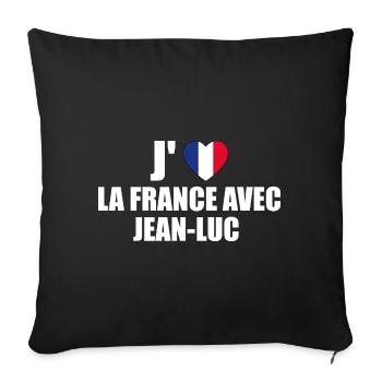 j'aime la France avec Jean Luc - Housse de coussin décorative 45 x 45 cm - noir - Devant