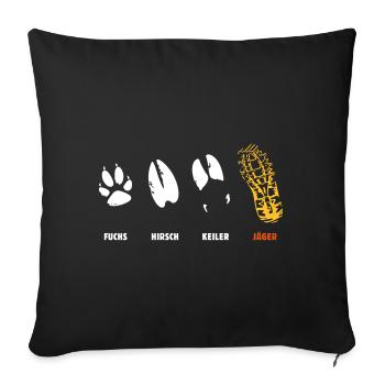 Fox, deer, wedge, hunter, step seal, track - Sofa pillowcase 17,3'' x 17,3'' (45 x 45 cm) - black - Front