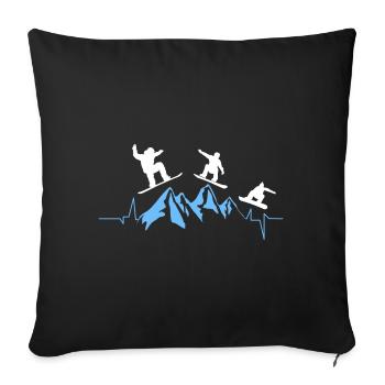 Heart palpitations - Mountain - Snowboard - Sofa pillowcase 17,3'' x 17,3'' (45 x 45 cm) - black - Front