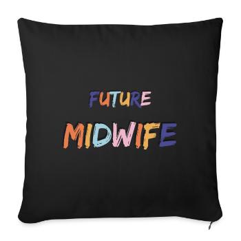 Soutien à la grossesse Doula Naissance future sage-femme - Housse de coussin décorative 45 x 45 cm - noir - Devant