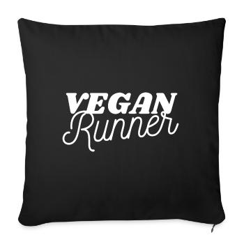 Vegan Runner. Design für vegane Läufer - Sofakissenbezug 45 x 45 cm - Schwarz - Vorne