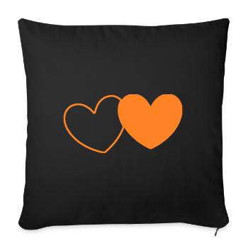 Saint Valentin Coeur Orange - Housse de coussin décorative 45 x 45 cm - noir - Devant
