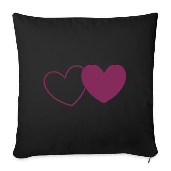 Saint Valentin Coeur Violet - Housse de coussin décorative 45 x 45 cm - noir - Devant