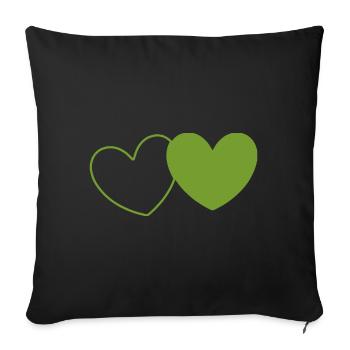 green heart green hearts couples gift - Sofa pillowcase 17,3'' x 17,3'' (45 x 45 cm) - black - Front
