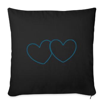 Coeur bleu Saint-Valentin - Housse de coussin décorative 45 x 45 cm - noir - Devant