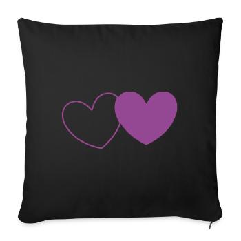 Coeur Violet 2 Coeurs Saint Valentin - Housse de coussin décorative 45 x 45 cm - noir - Devant