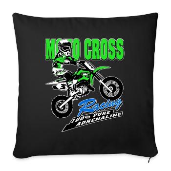 Children's motocross - KIDS MX - Sofa pillowcase 17,3'' x 17,3'' (45 x 45 cm) - black - Front