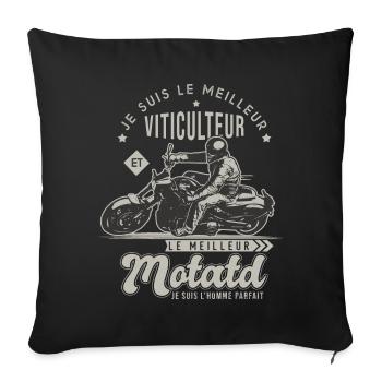 Motard le meilleur viticulteur cadeau vigneron - Housse de coussin décorative 45 x 45 cm - noir - Devant