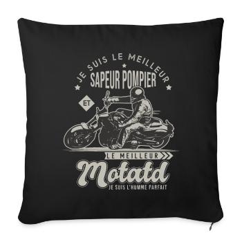 Motard le meilleur Sapeur pompier cadeau cool - Housse de coussin décorative 45 x 45 cm - noir - Devant