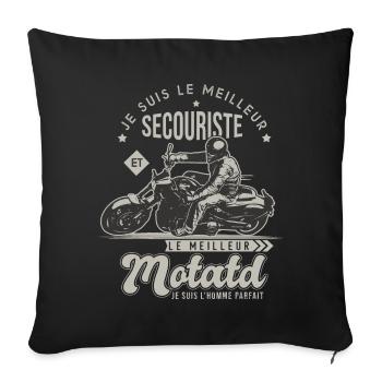 Motard le meilleur secouriste cadeau cool - Housse de coussin décorative 45 x 45 cm - noir - Devant