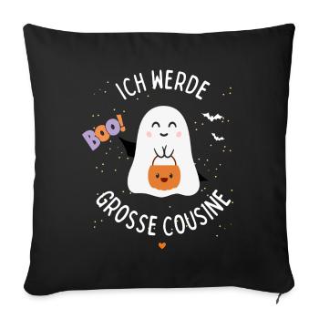 Ich werde große Cousine Halloween Herz Mädchen - Sofakissenbezug 45 x 45 cm - Schwarz - Vorne