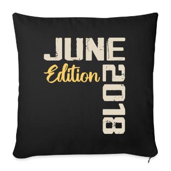 Born in June 2018 Gift June 2018 Birthday - Sofa pillowcase 17,3'' x 17,3'' (45 x 45 cm) - black - Front