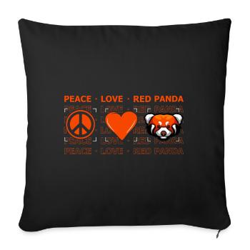 Paix Amour Panda Roux - Housse de coussin décorative 45 x 45 cm - noir - Devant